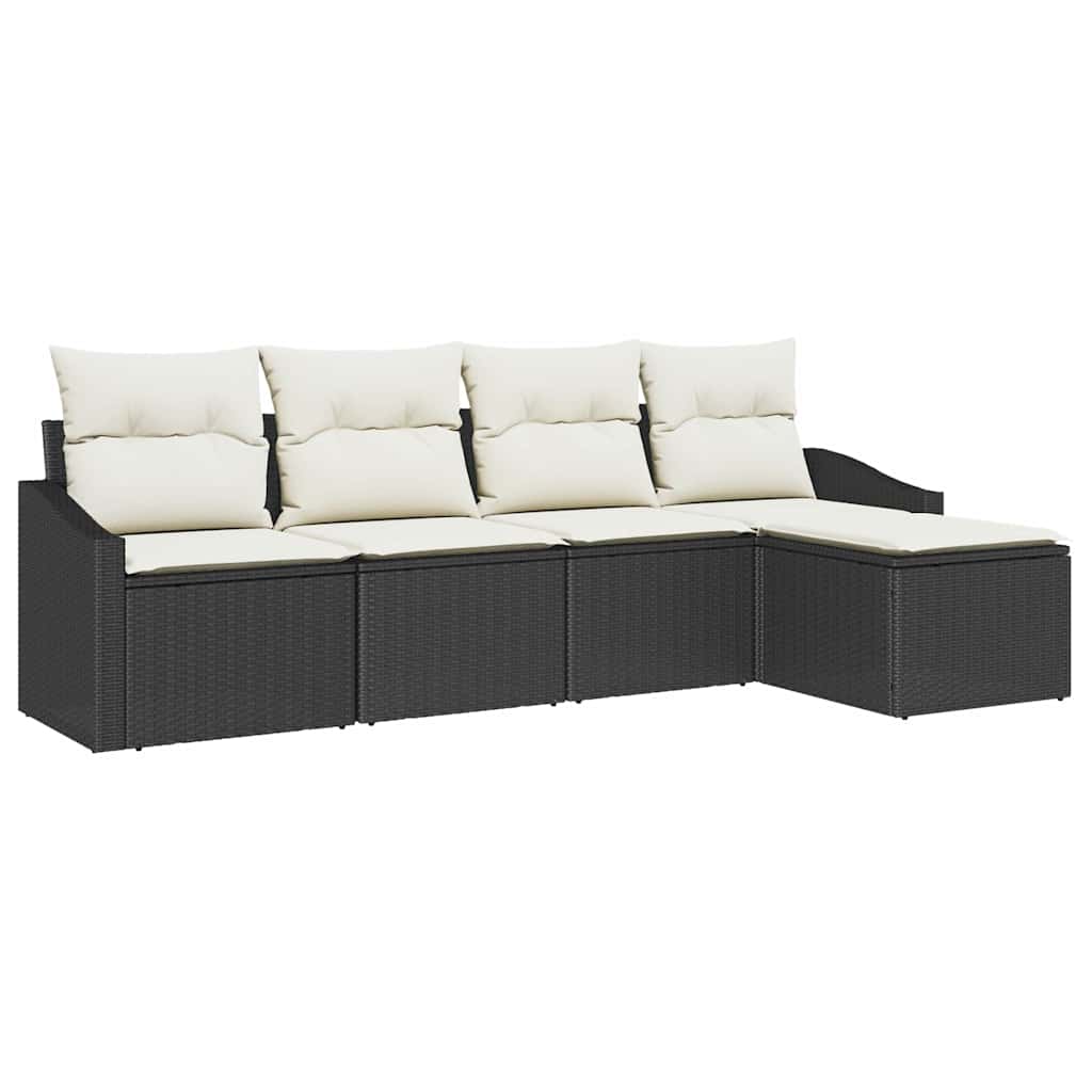Sofa Set 5 stk. Braun und Creme Poly-Rattan