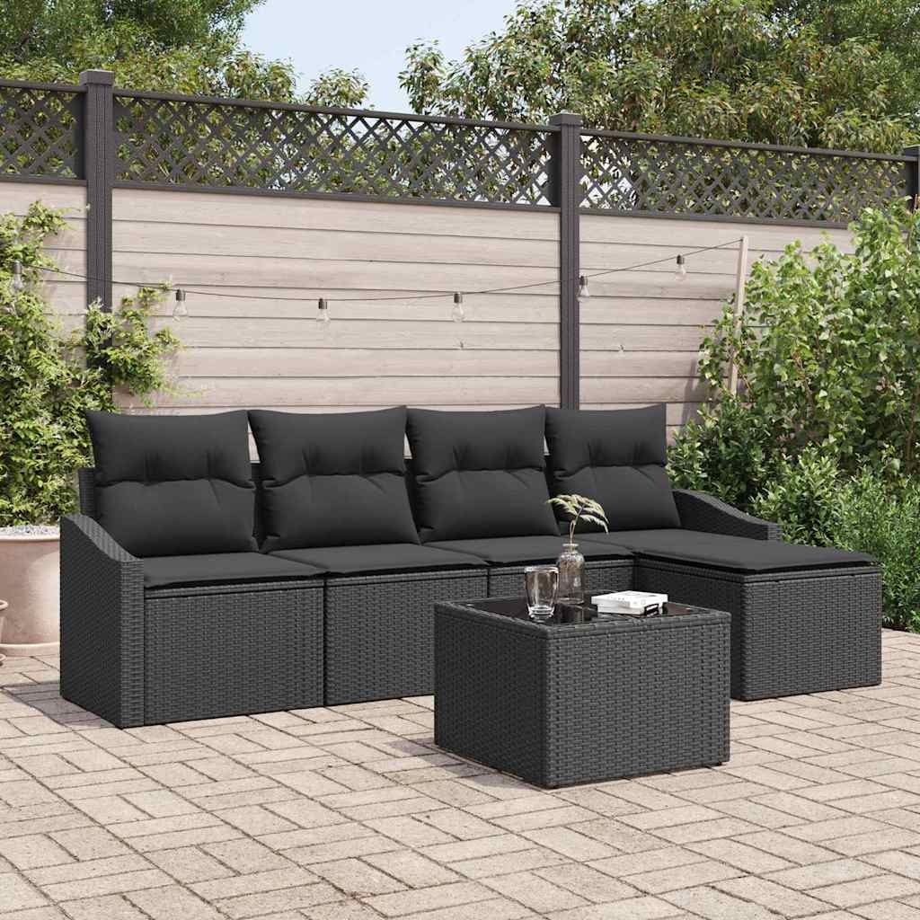 Sofa Set 6 stk. Schwarz Poly-Rattan