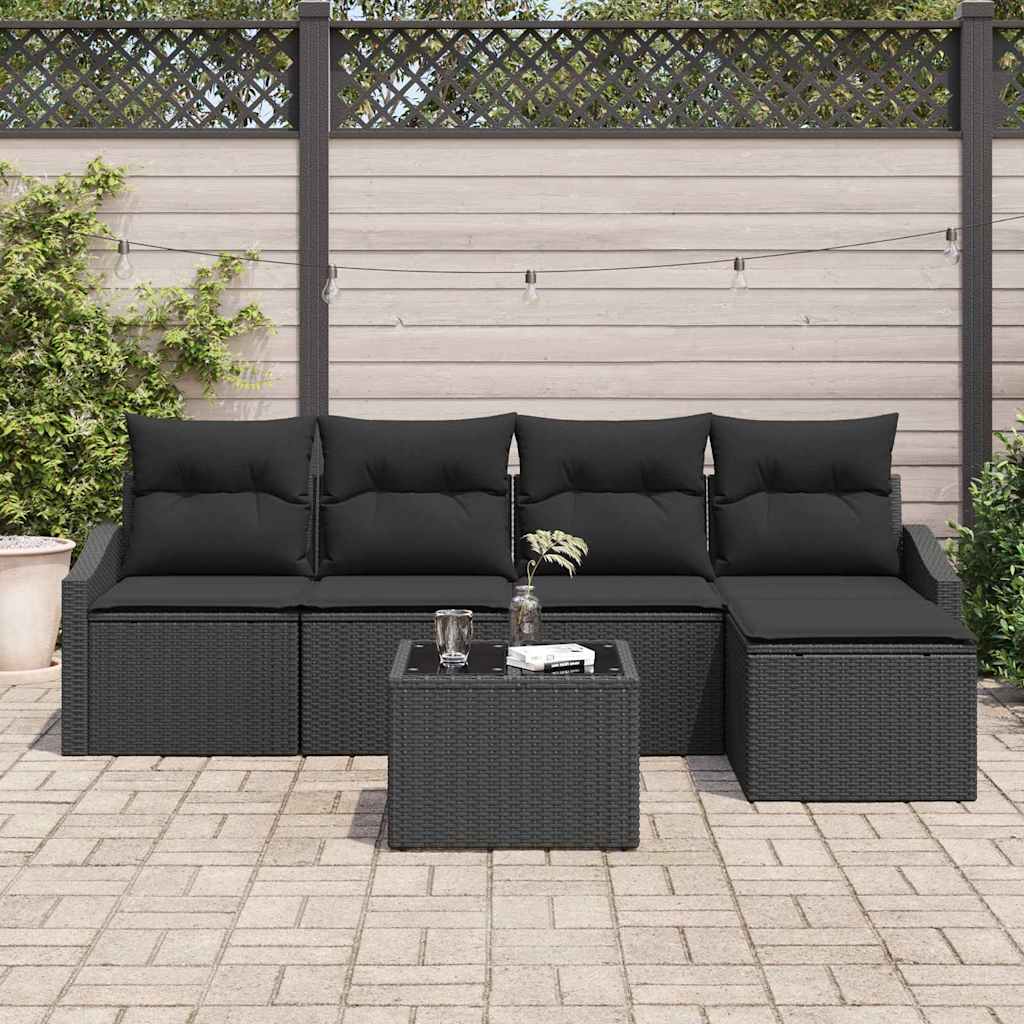 Sofa Set 6 stk. Schwarz Poly-Rattan