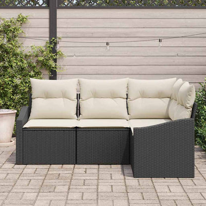 Gartensofa-set 4 stk. Schwarz und Weiß Poly-Rattan