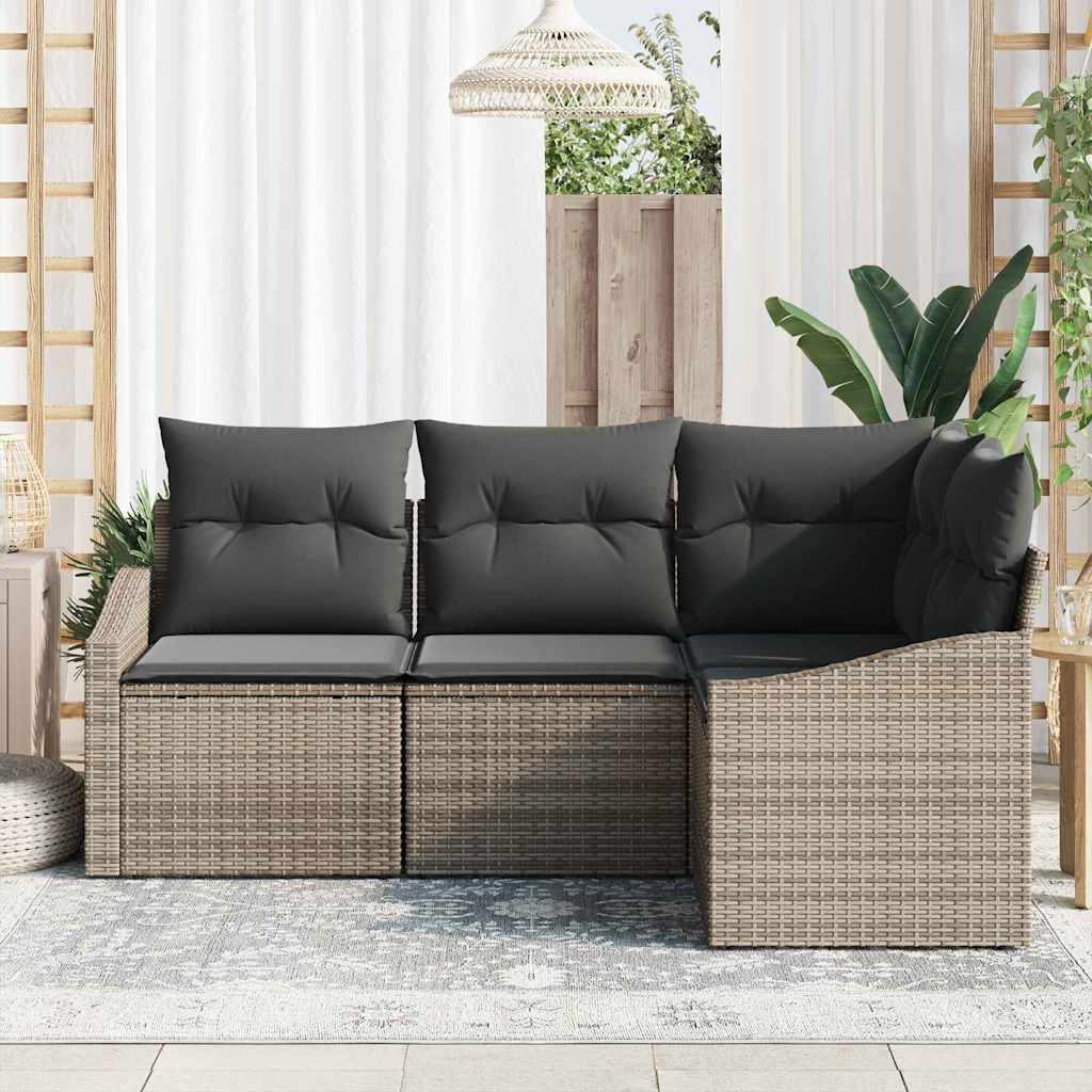 Gartensofa-set 4 stk. Grau Poly-Rattan