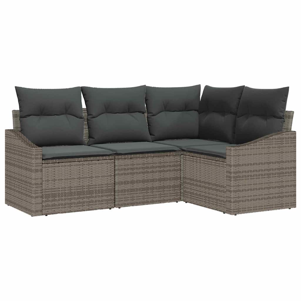 Gartensofa-set 4 stk. Grau Poly-Rattan