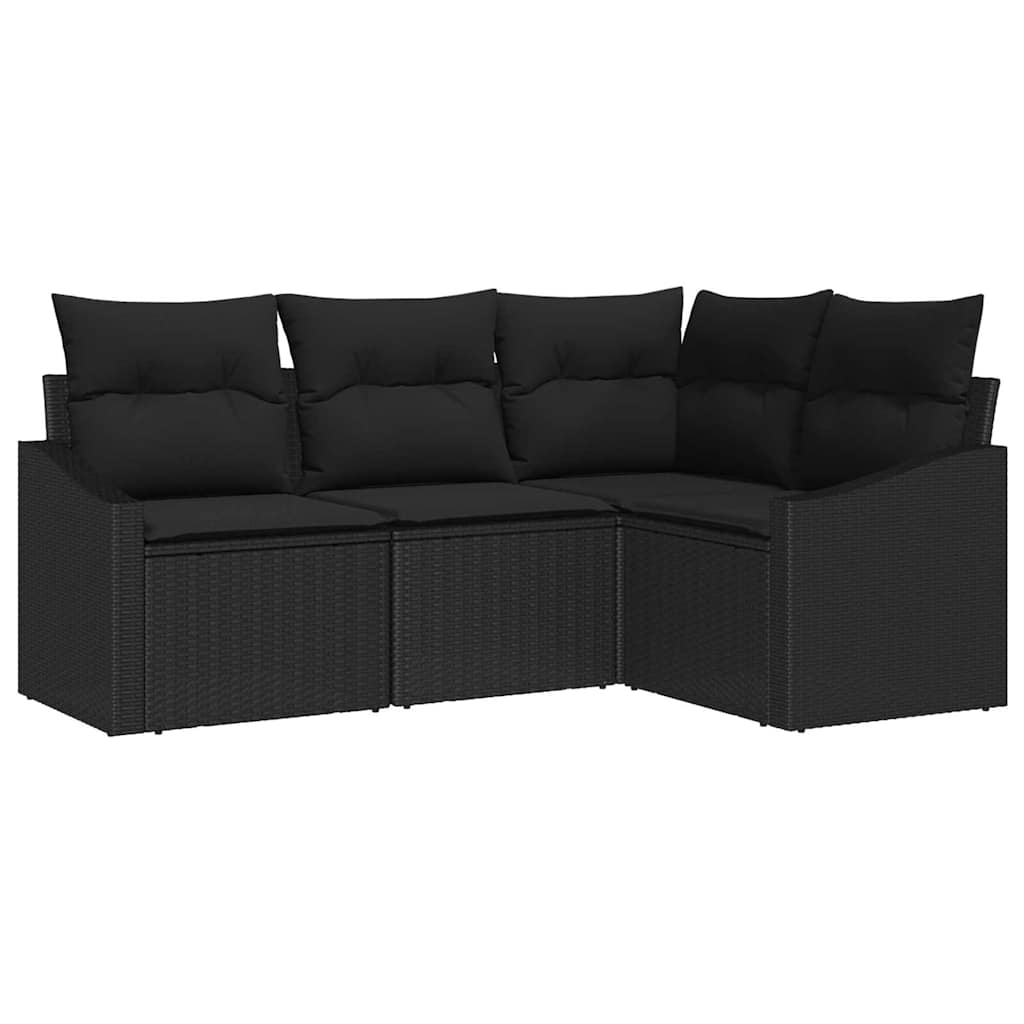 Gartensofa-set 4 stk. Schwarz Poly-Rattan