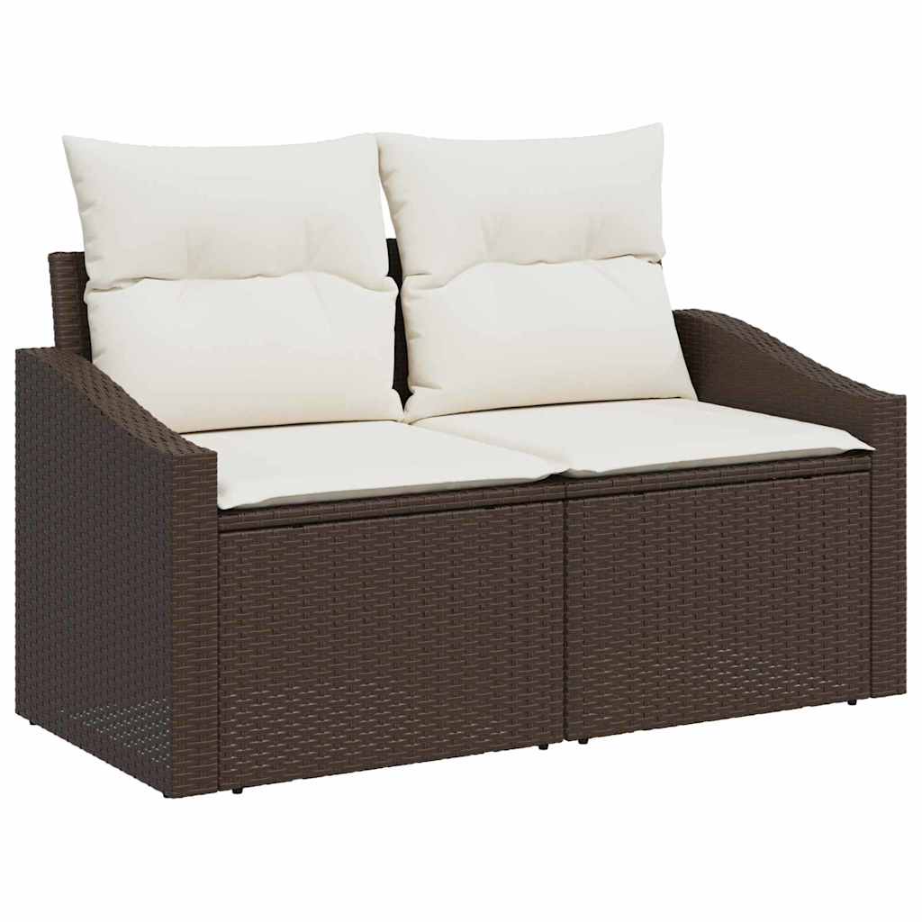 Gartensofa-set 5 stk. Braun und Creme Poly-Rattan