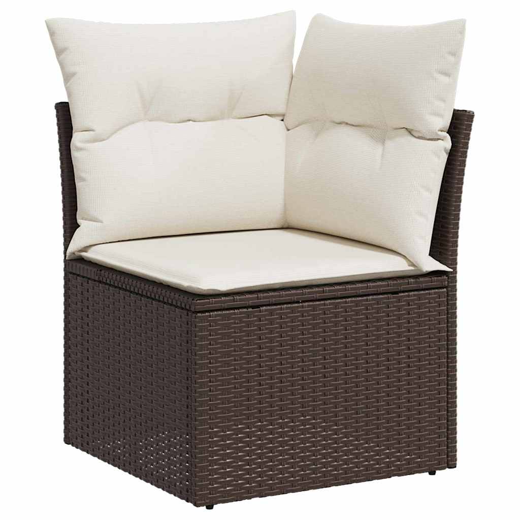 Gartensofa-set 5 stk. Braun und Creme Poly-Rattan