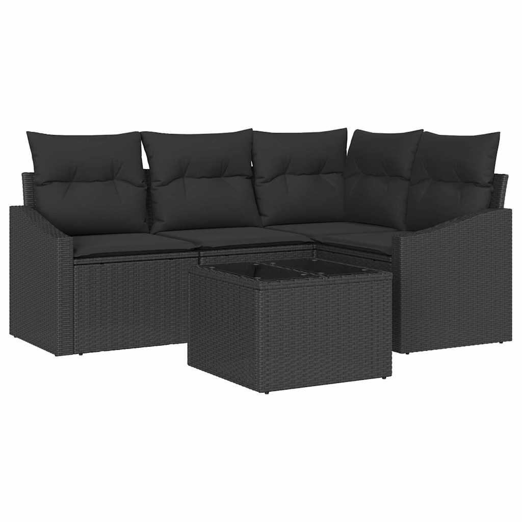 Gartensofa-set 5 stk. Schwarz Poly-Rattan