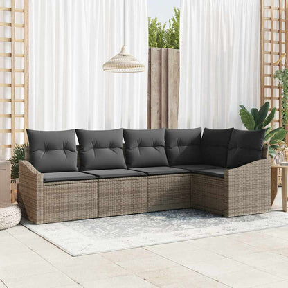 Gartensofa-set 5 stk. Grau Poly-Rattan