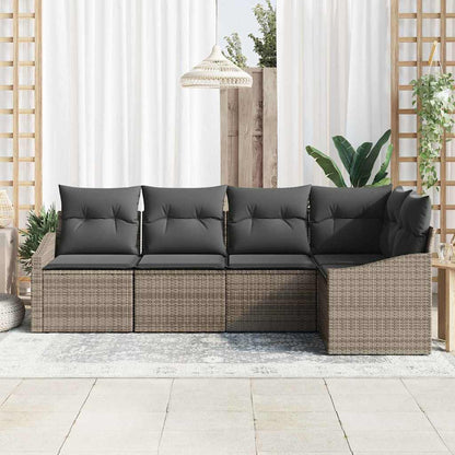 Gartensofa-set 5 stk. Grau Poly-Rattan