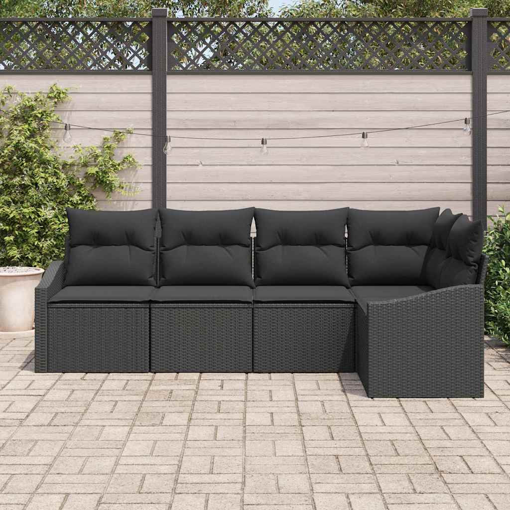 Gartensofa-set 5 stk. Schwarz Poly-Rattan