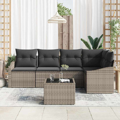Gartensofa-set 6 stk. Hellgrau Poly-Rattan