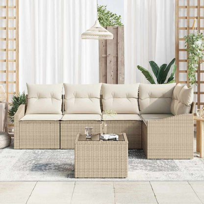 Gartensofa-set 6 stk. Beige und Creme Poly-Rattan