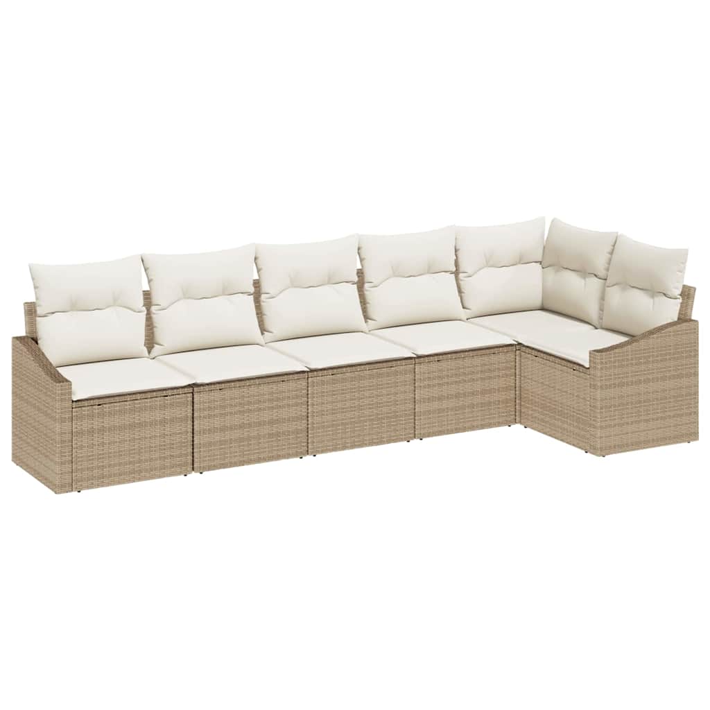 Gartensofa-set 6 stk. Beige und Weiß Poly-Rattan