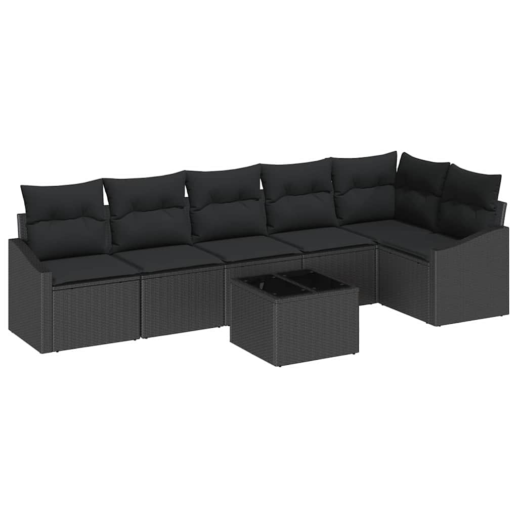 Gartensofa-set 7 stk. Schwarz Poly-Rattan