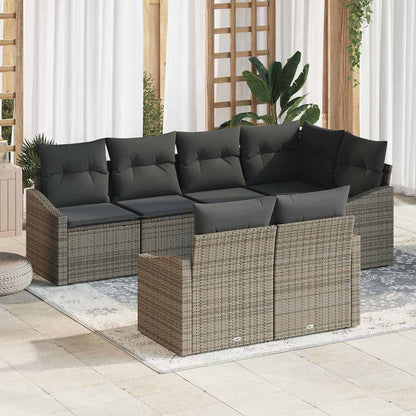 Gartensofa-set 7 stk. Grau Poly-Rattan