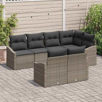Gartensofa-set 7 stk. Grau Poly-Rattan