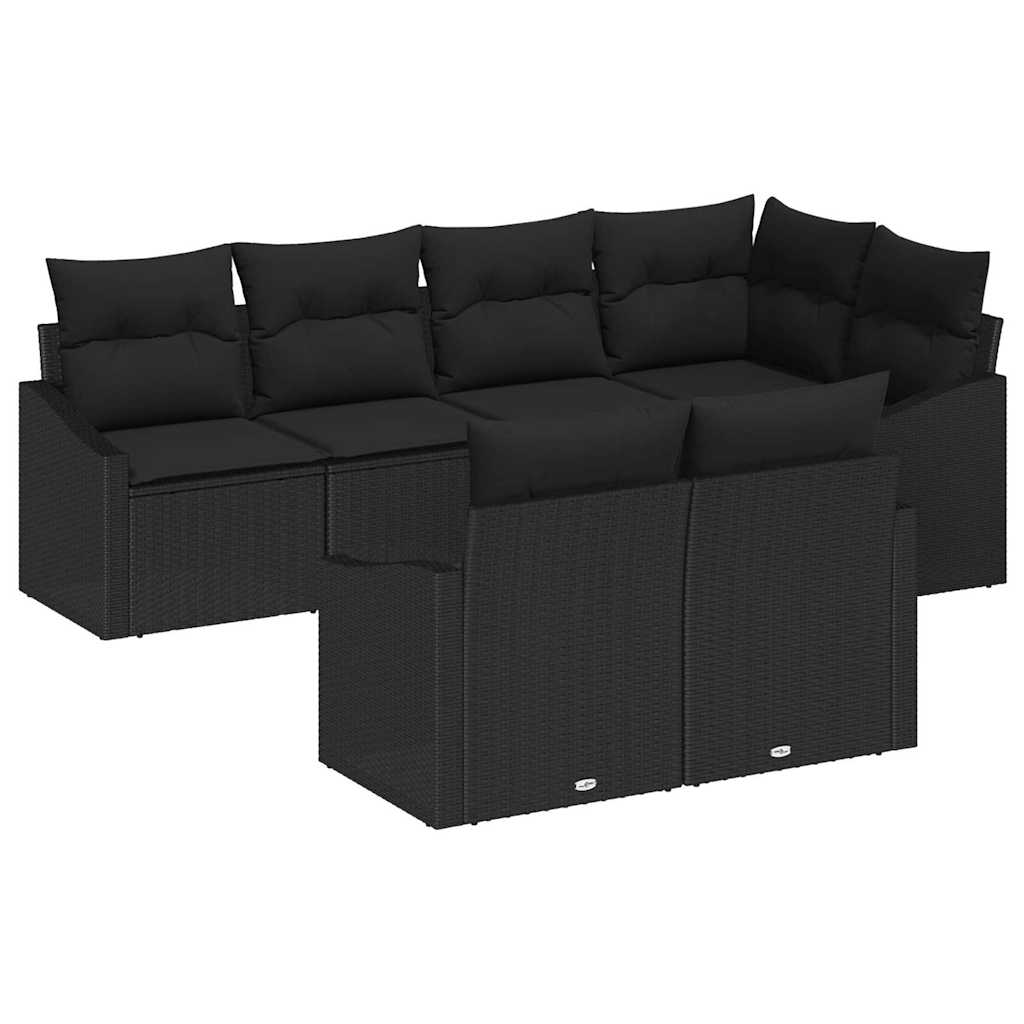 Gartensofa-set 7 stk. Schwarz Poly-Rattan