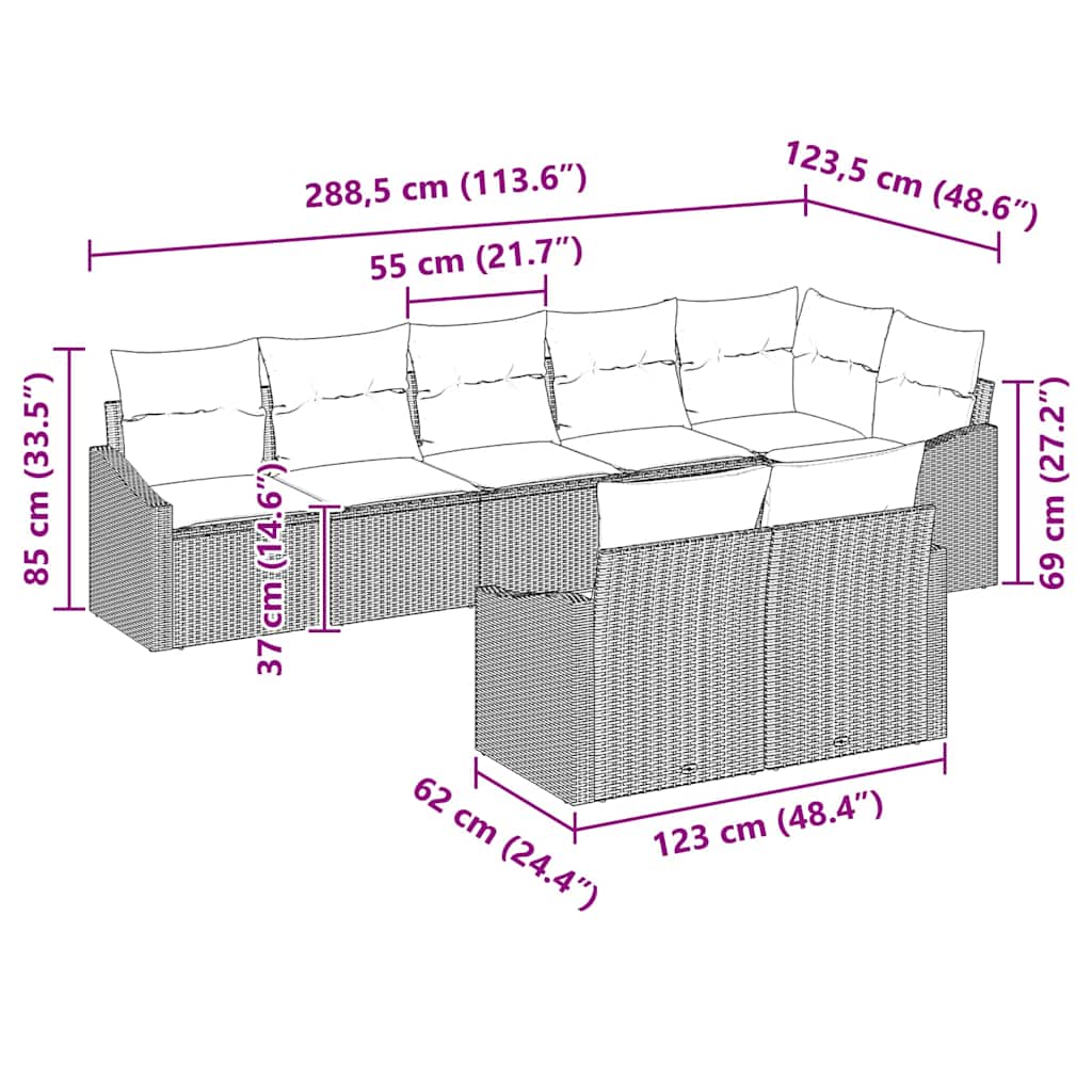 Gartensofa-set 8 stk. Braun und Weiß Poly-Rattan