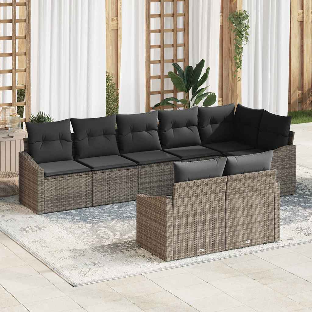 Gartensofa-set 8 stk. Grau Poly-Rattan