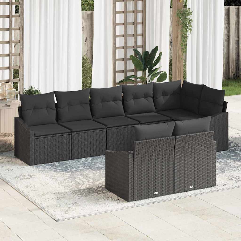 Gartensofa-set 8 stk. Schwarz Poly-Rattan