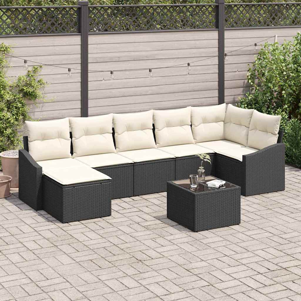 Garten-Sofa-Set 8 stk. Braun und Creme Poly-Rattan