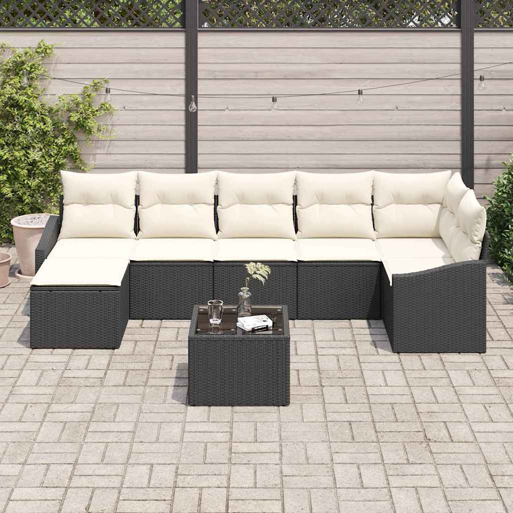 Garten-Sofa-Set 8 stk. Braun und Creme Poly-Rattan