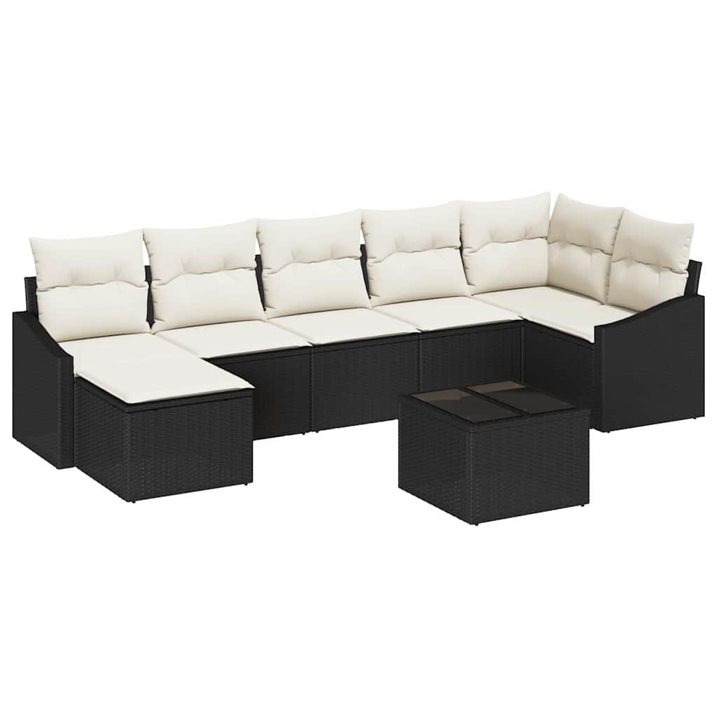 Garten-Sofa-Set 8 stk. Braun und Creme Poly-Rattan