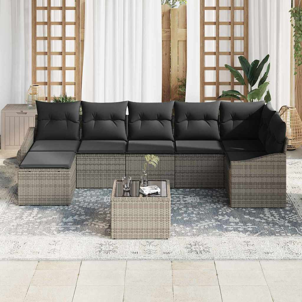 Garten-Sofa-Set 8 stk. Hellgrau Poly-Rattan