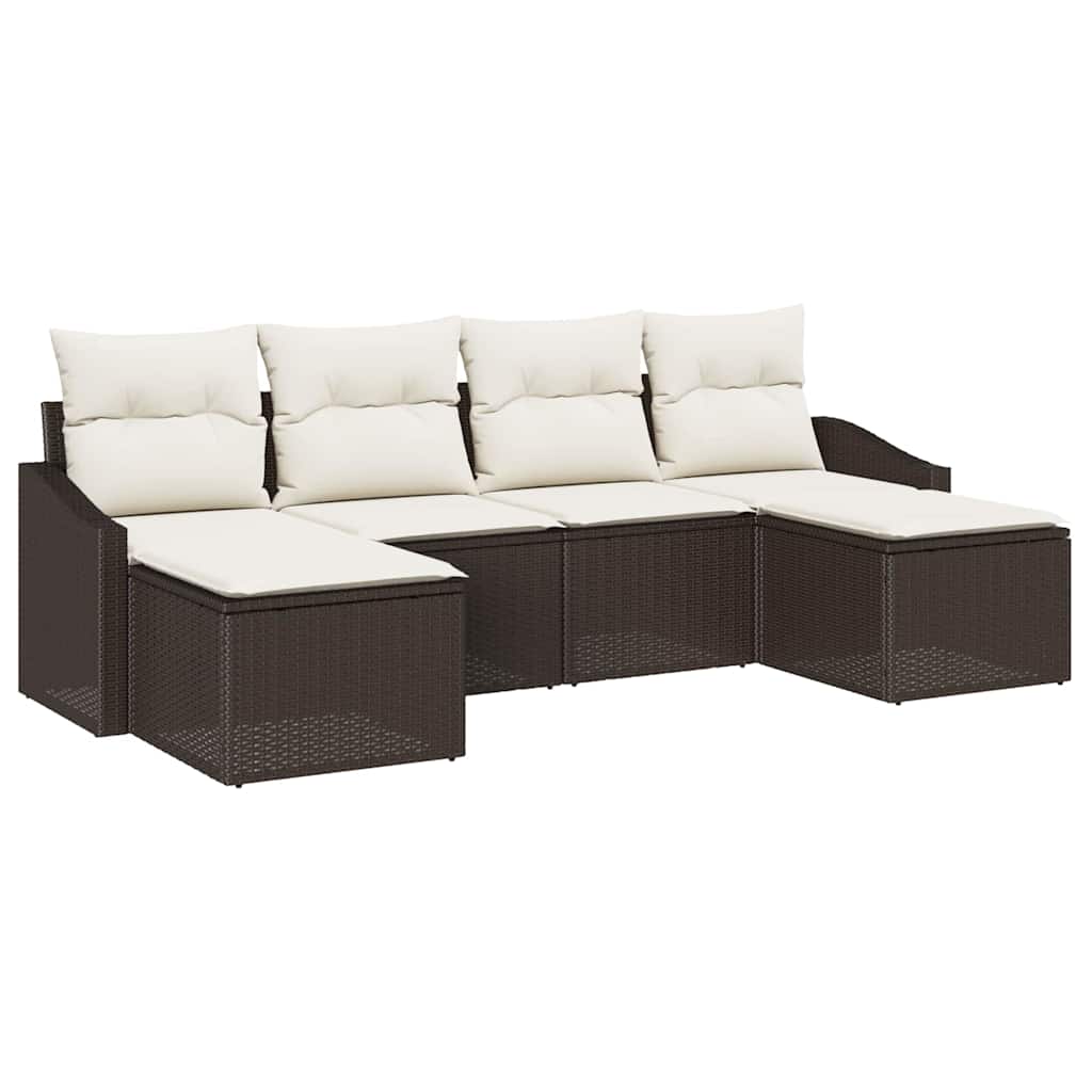 Garten Essgruppe 6 stk. Braun und Creme Poly-Rattan