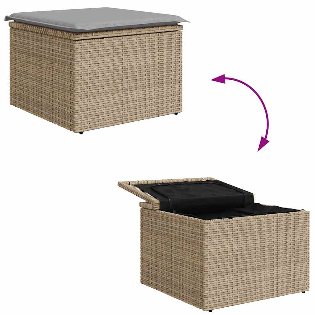 Garten Essgruppe 6 stk. Beige und Hellgrau Poly-Rattan