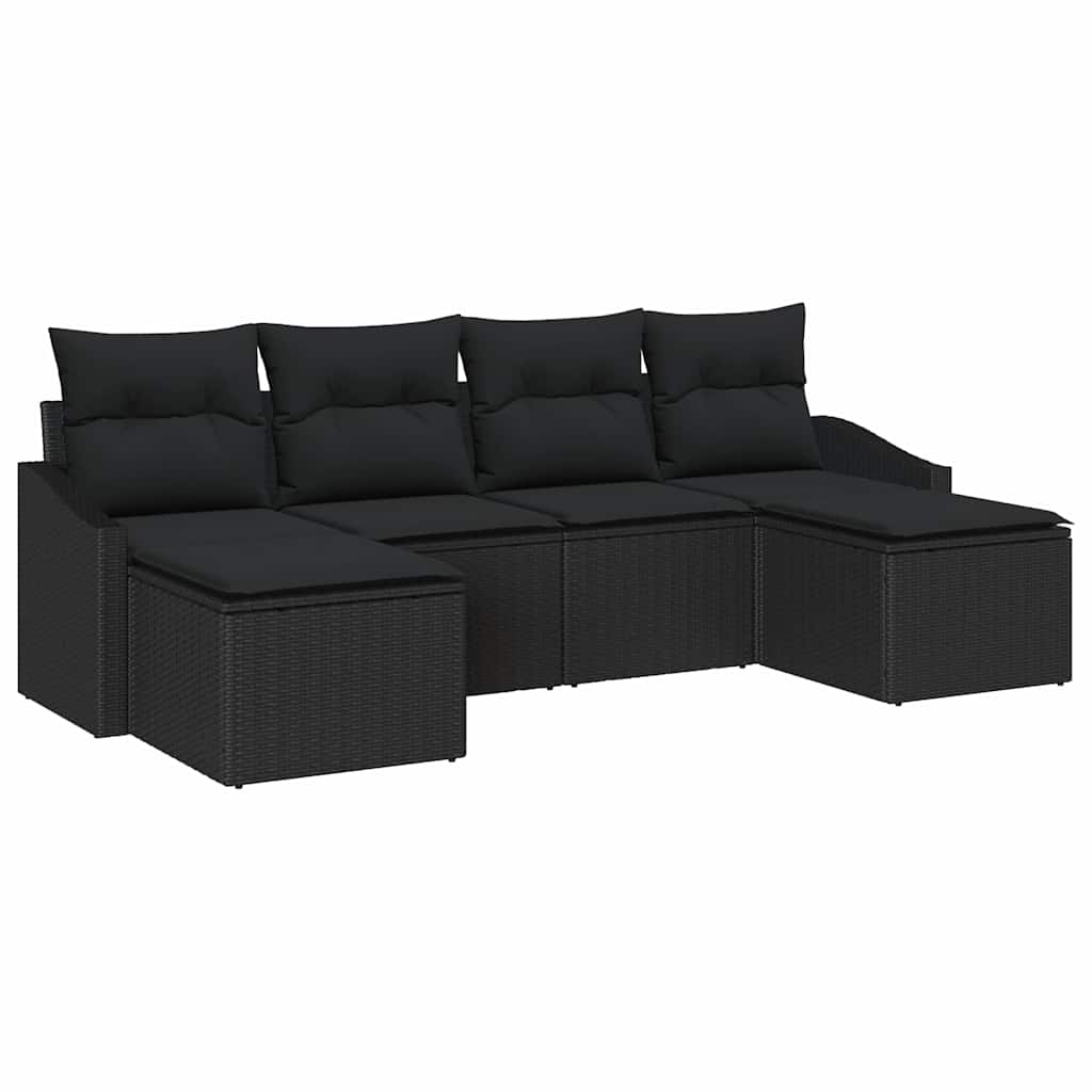 Garten Essgruppe 6 stk. Schwarz Poly-Rattan