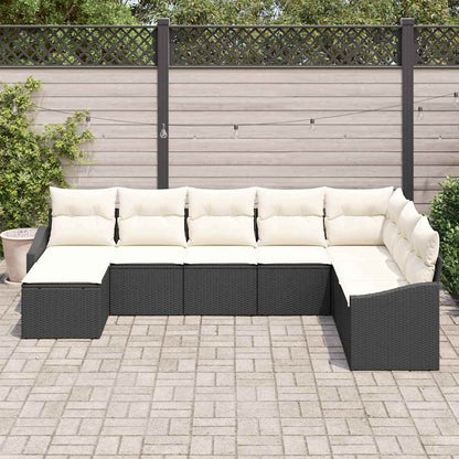 Gartensofa-set 8 stk. Schwarz und Creme Poly-Rattan