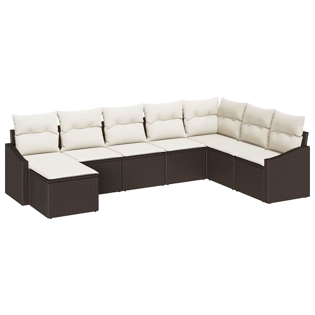 Gartensofa-set 8 stk. Braun und Creme Poly-Rattan