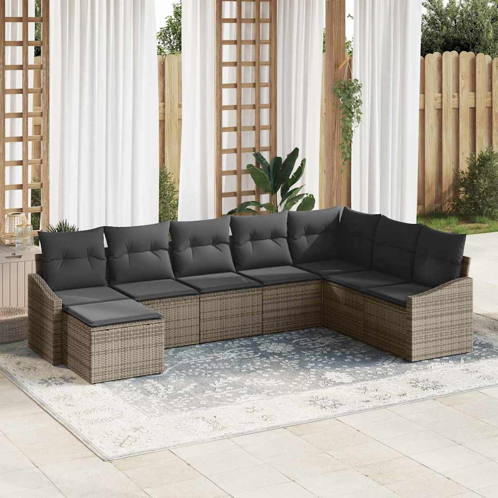Gartensofa-set 8 stk. Grau Poly-Rattan