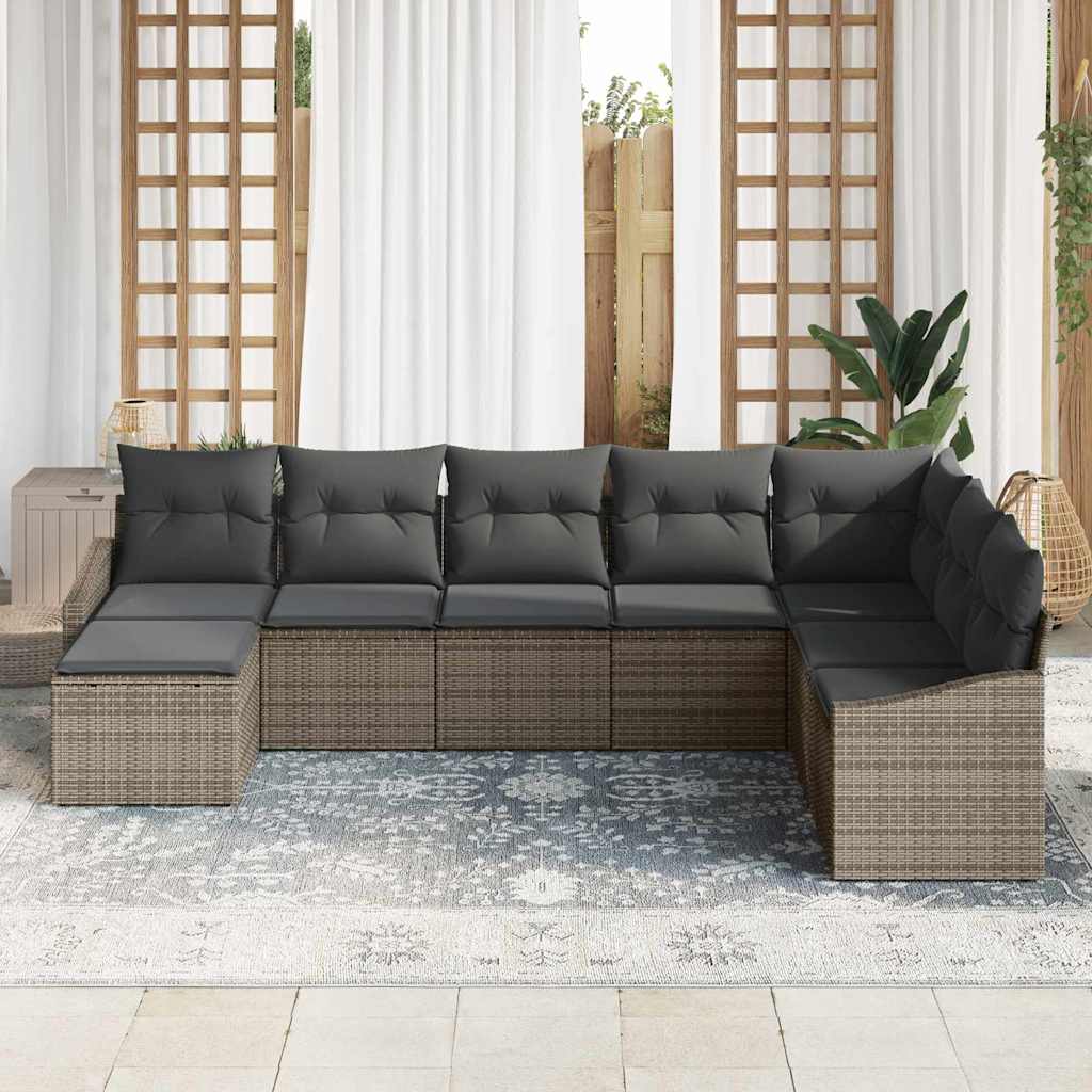 Gartensofa-set 8 stk. Grau Poly-Rattan
