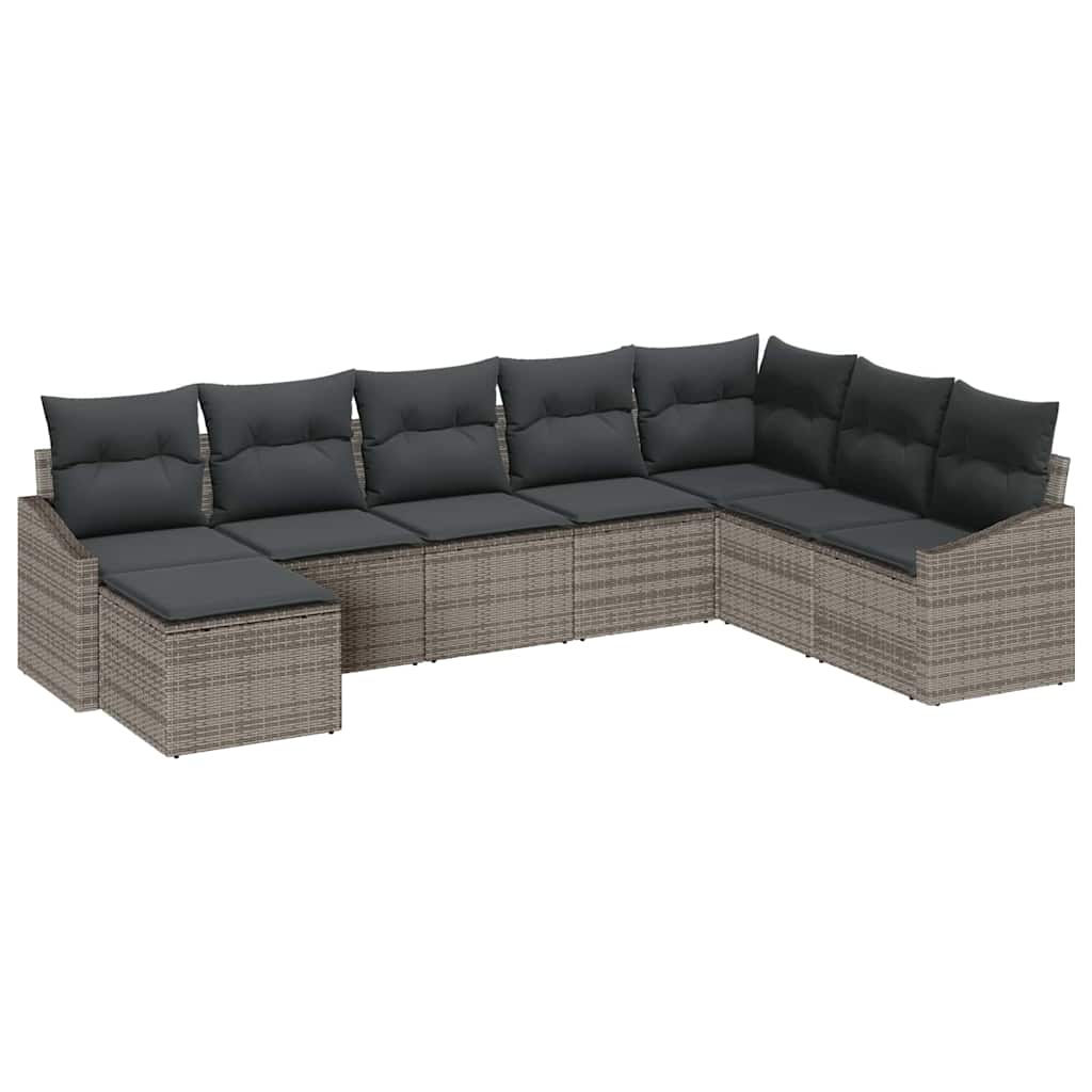 Gartensofa-set 8 stk. Grau Poly-Rattan