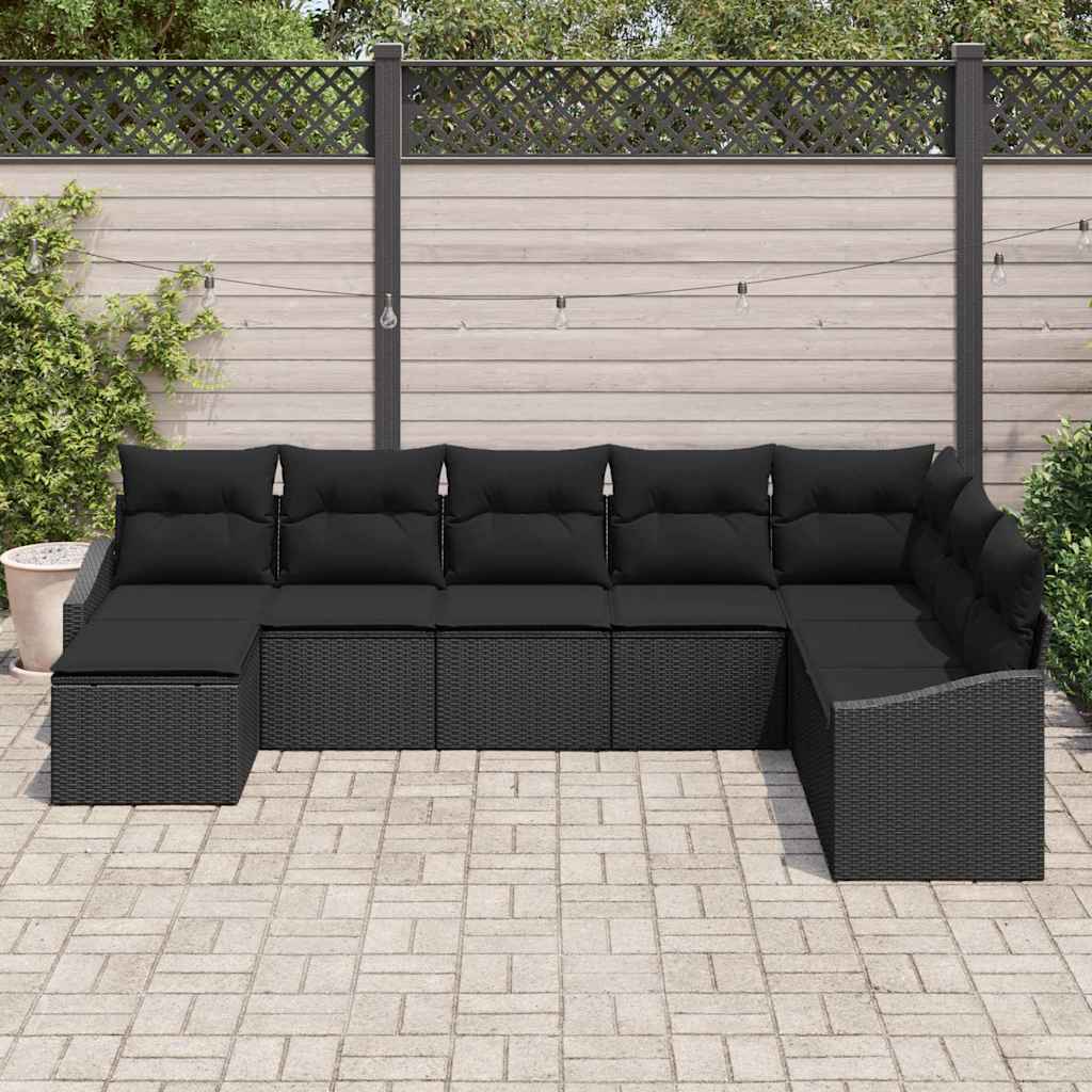 Gartensofa-set 8 stk. Schwarz Poly-Rattan