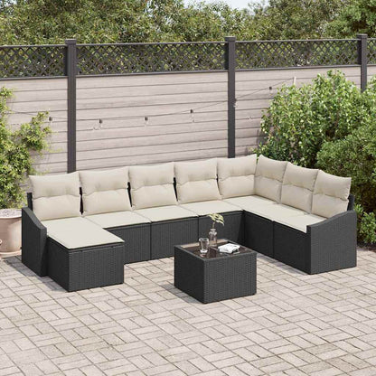 Gartensofa-set 8 stk. Braun und Creme Poly-Rattan