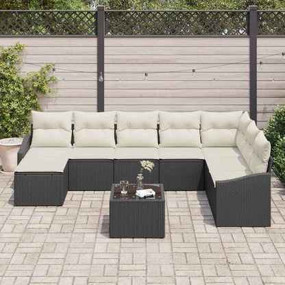 Gartensofa-set 8 stk. Braun und Creme Poly-Rattan