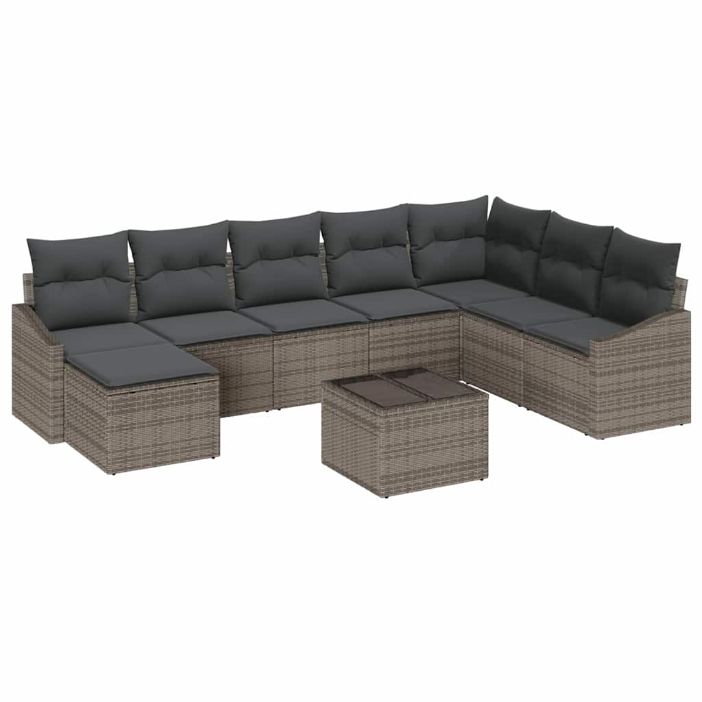 Gartensofa-set 8 stk. Hellgrau Poly-Rattan