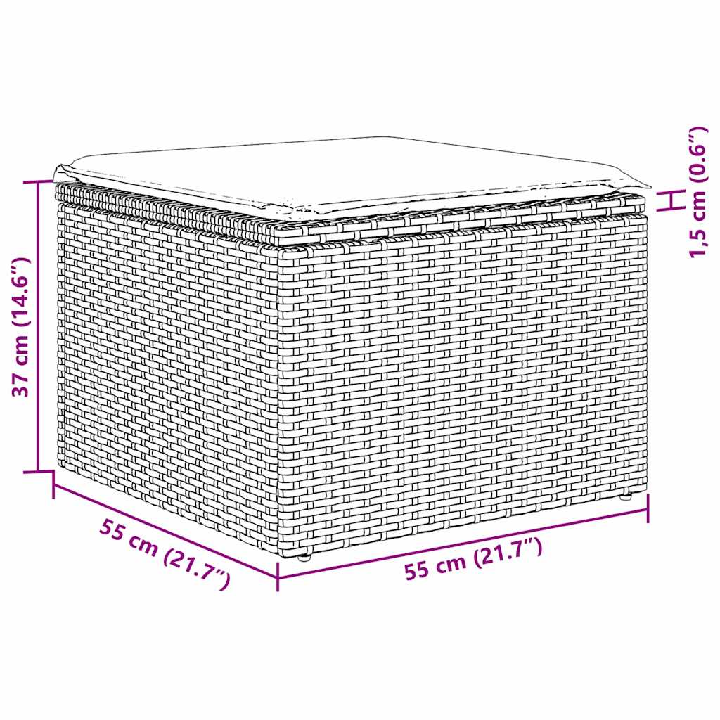 Gartensofa-set 8 stk. Hellgrau Poly-Rattan
