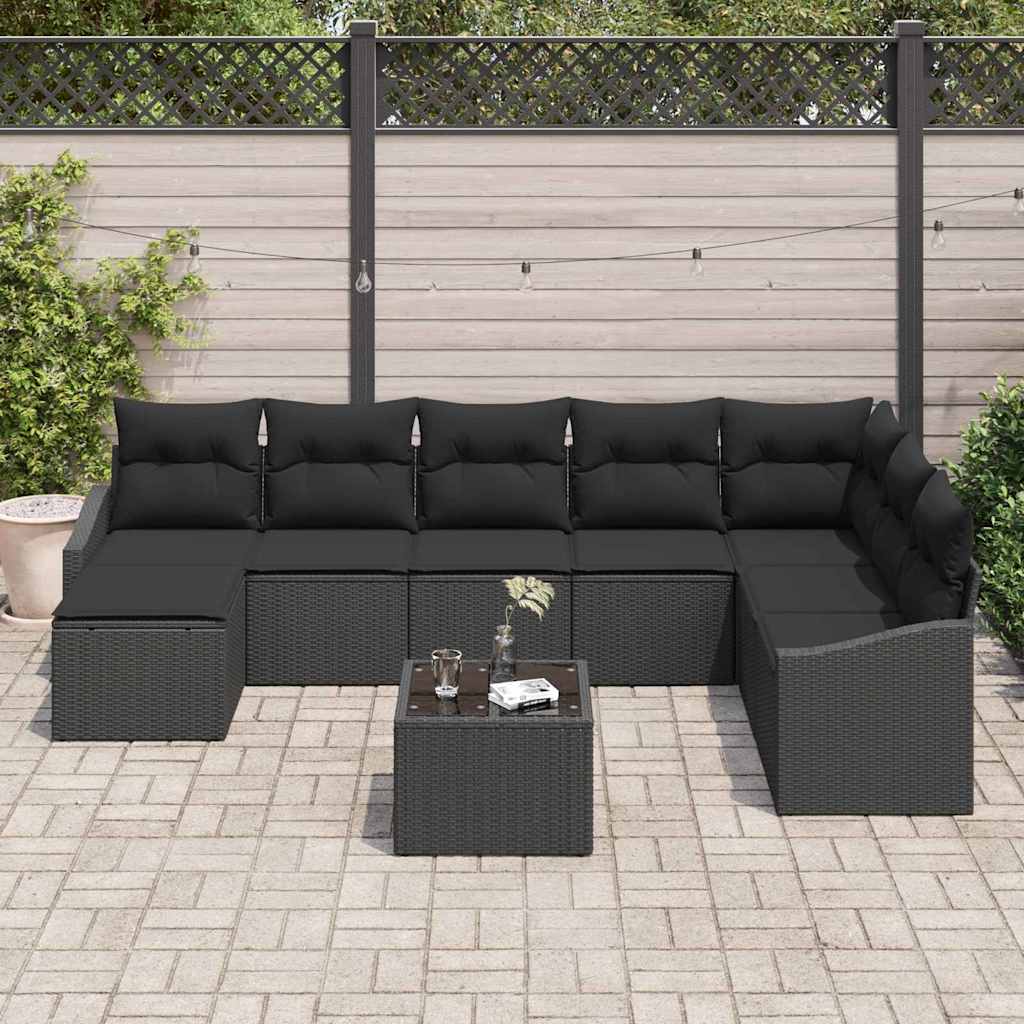 Gartensofa-set 8 stk. Schwarz Poly-Rattan