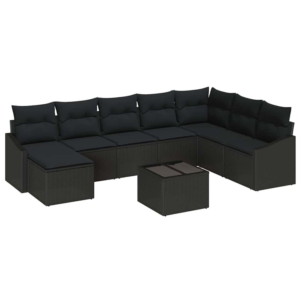 Gartensofa-set 8 stk. Schwarz Poly-Rattan