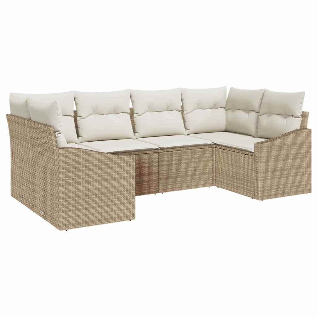 Gartensofa-set 6 stk. Beige und Creme Poly-Rattan