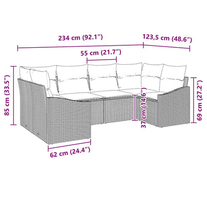 Gartensofa-set 6 stk. Beige und Creme Poly-Rattan