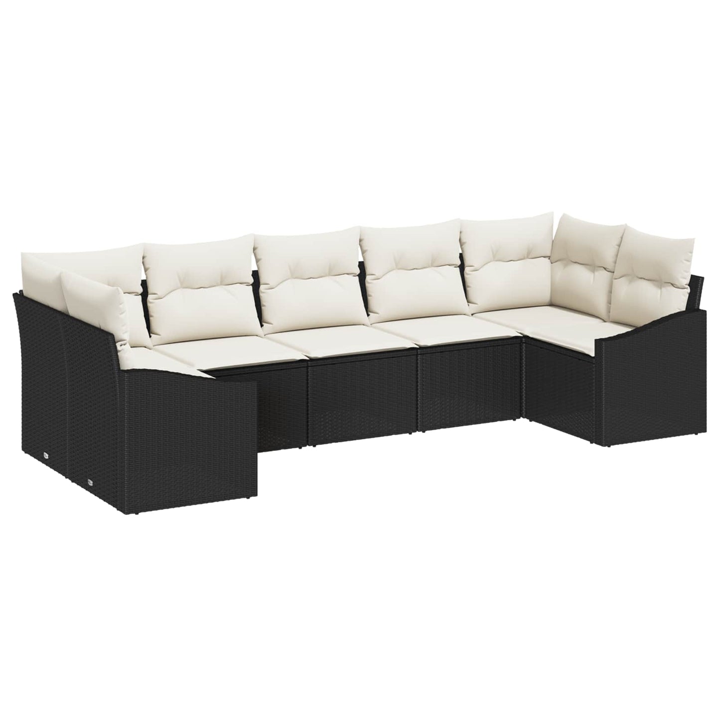 Gartensofa-set 7 stk. Schwarz und Creme Poly-Rattan