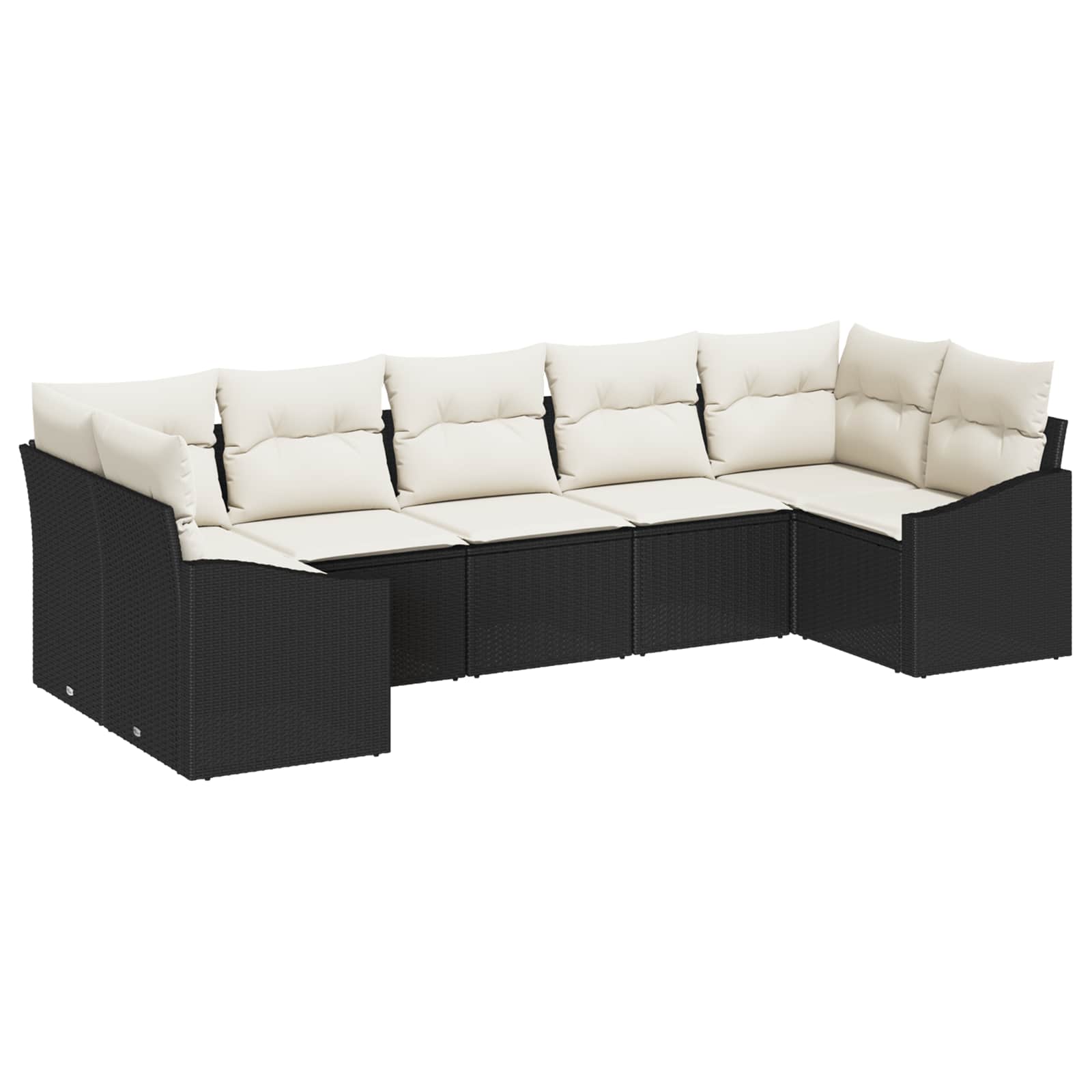 Gartensofa-set 7 stk. Schwarz und Creme Poly-Rattan
