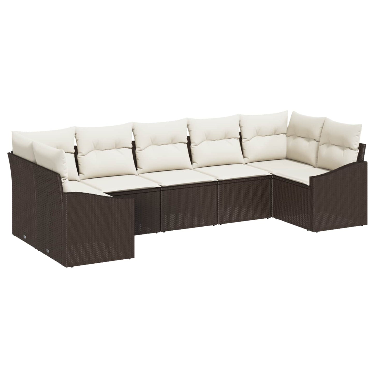 Gartensofa-set 7 stk. Braun und Creme Poly-Rattan