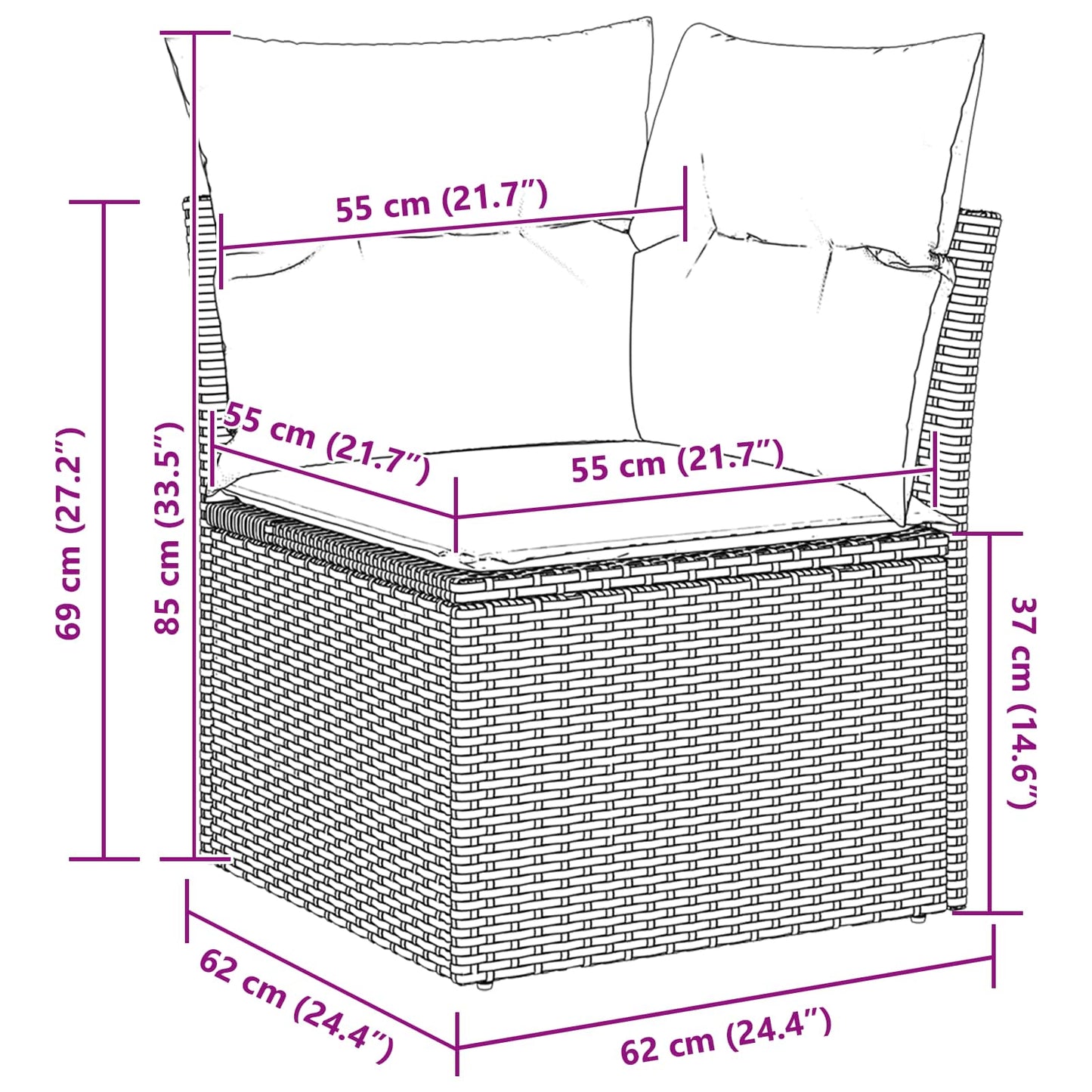 Gartensofa-set 7 stk. Braun und Creme Poly-Rattan