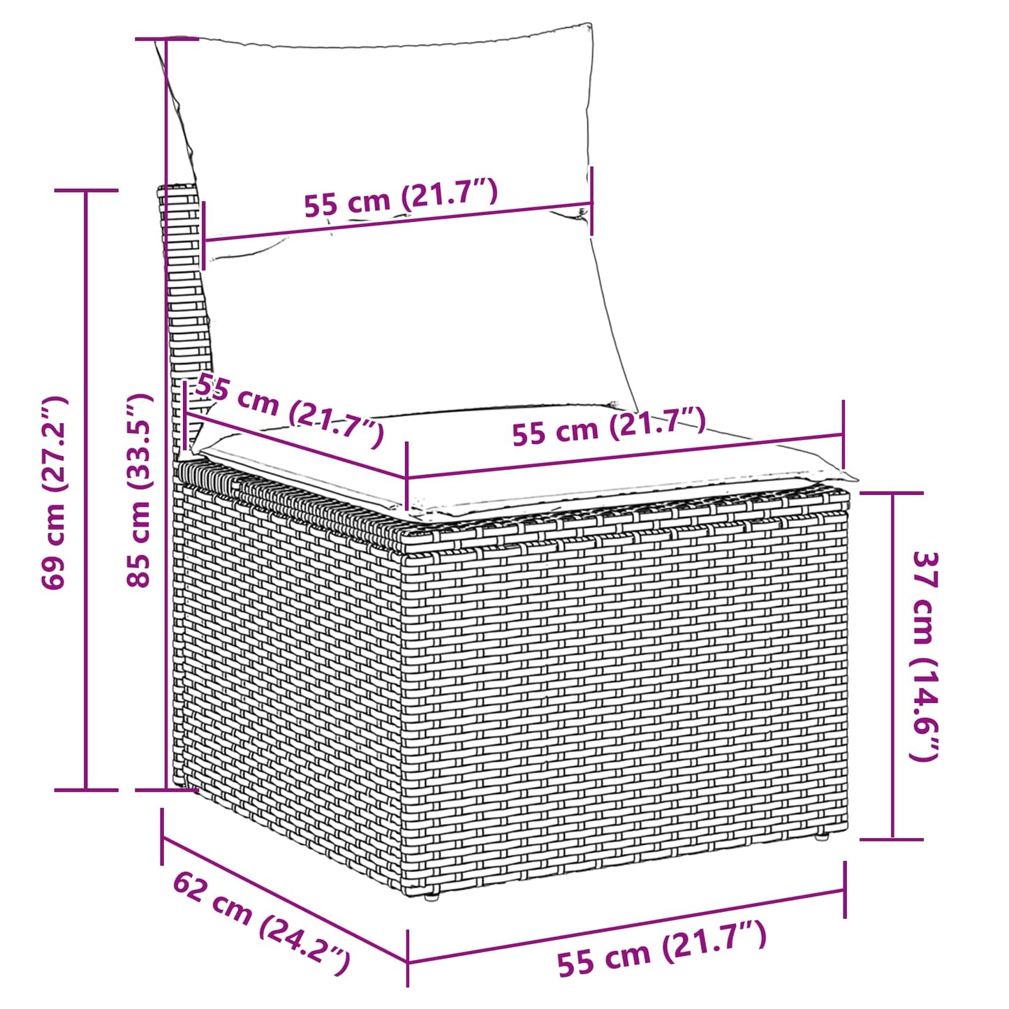 Gartensofa-set 7 stk. Grau Poly-Rattan