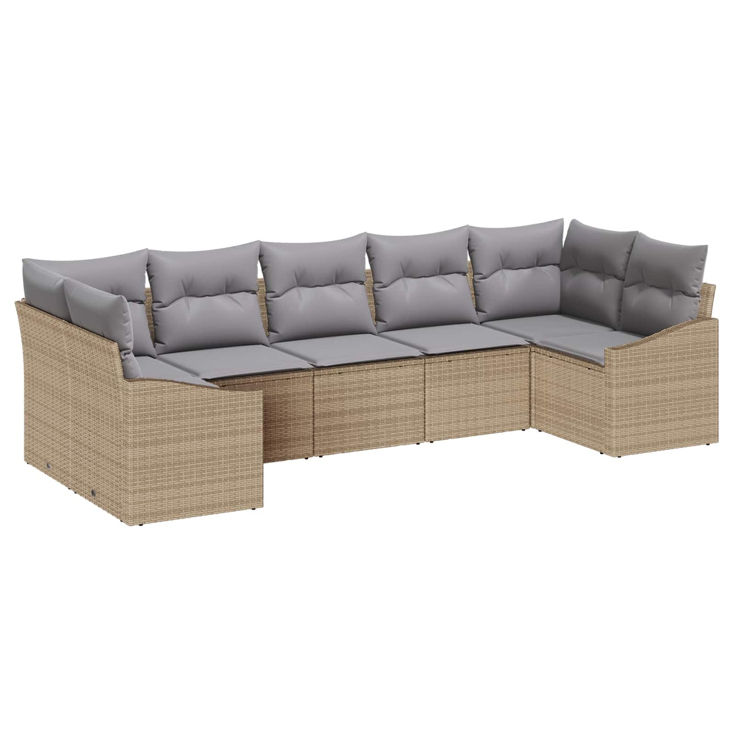 Gartensofa-set 7 stk. Beige und Hellgrau Poly-Rattan